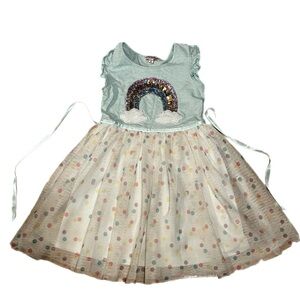 Chenault girl Rainbow Sequin Dress with Polka Dot Skirt Sz 4-6